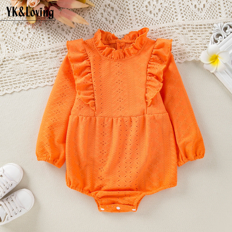 Baby Girls Solid Color Rompers Wholesale 24040962