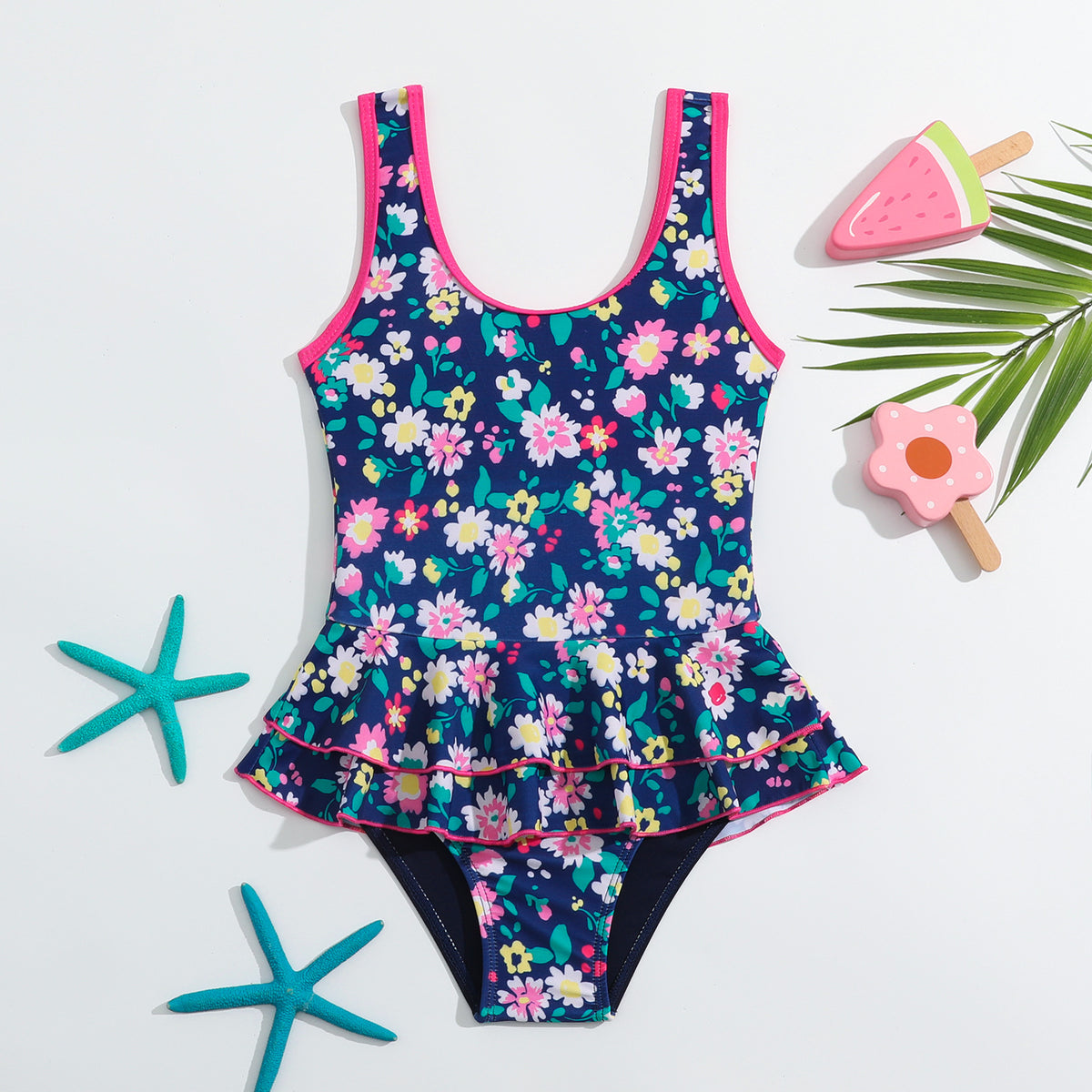 Baby Kid Girls Flower Print Beach Swimwears Wholesale 24040971