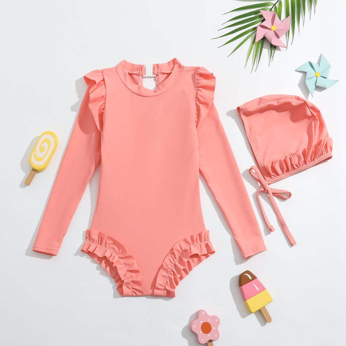 Baby Kid Girls Solid Color Beach Swimwears Wholesale 24040979