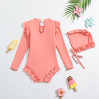 Load image into Gallery viewer, Baby Kid Girls Solid Color Beach Swimwears Wholesale 24040979
