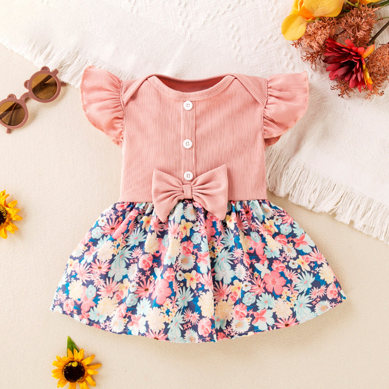 Baby Girls Flower Print Dresses Wholesale 24040986