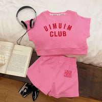 Load image into Gallery viewer, 2 Pieces Set Baby Kid Girls Letters Tops And Solid Color Shorts Wholesale 24052208
