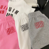 Load image into Gallery viewer, 2 Pieces Set Baby Kid Girls Letters Tops And Solid Color Shorts Wholesale 24052208
