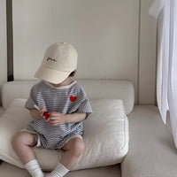 Load image into Gallery viewer, 2 Pieces Set Baby Kid Boys Striped Love heart Tops And Shorts Wholesale 240522120
