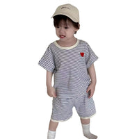 Load image into Gallery viewer, 2 Pieces Set Baby Kid Boys Striped Love heart Tops And Shorts Wholesale 240522120
