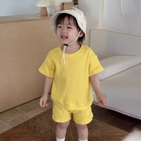 Load image into Gallery viewer, 2 Pieces Set Baby Girls Boys Solid Color Tops And Shorts Wholesale 240522122
