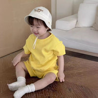 Load image into Gallery viewer, 2 Pieces Set Baby Girls Boys Solid Color Tops And Shorts Wholesale 240522122
