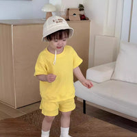 Load image into Gallery viewer, 2 Pieces Set Baby Girls Boys Solid Color Tops And Shorts Wholesale 240522122
