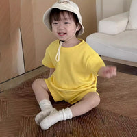 Load image into Gallery viewer, 2 Pieces Set Baby Girls Boys Solid Color Tops And Shorts Wholesale 240522122
