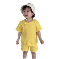 Load image into Gallery viewer, 2 Pieces Set Baby Girls Boys Solid Color Tops And Shorts Wholesale 240522122
