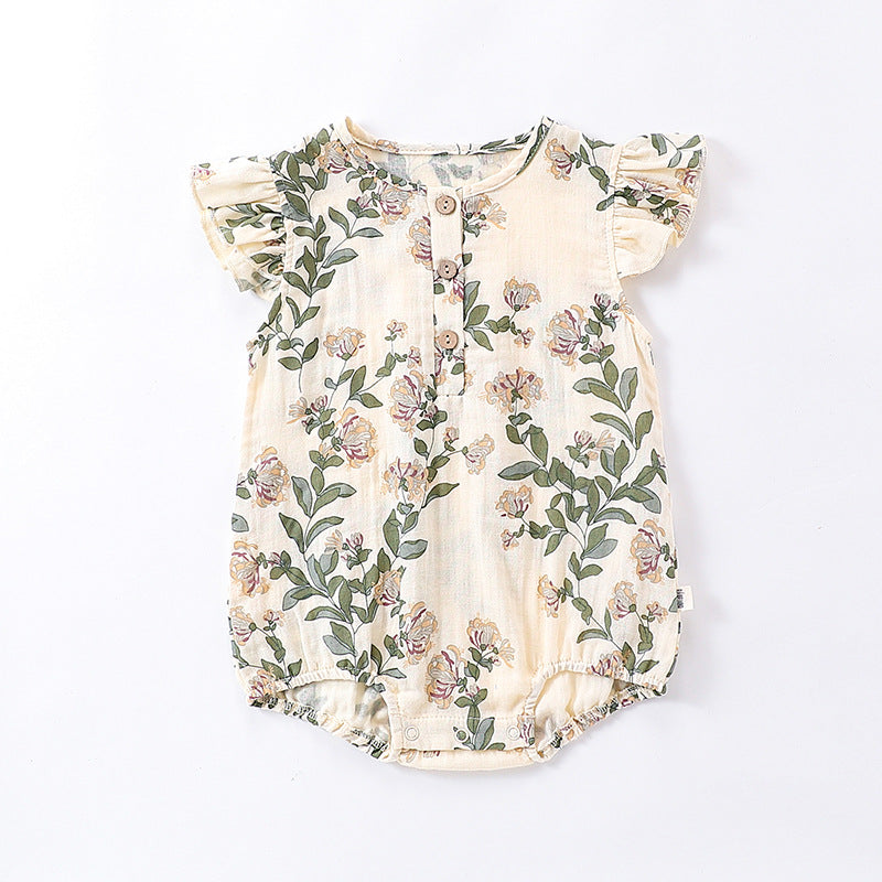 Baby Girls Flower Print Rompers Wholesale 240522139