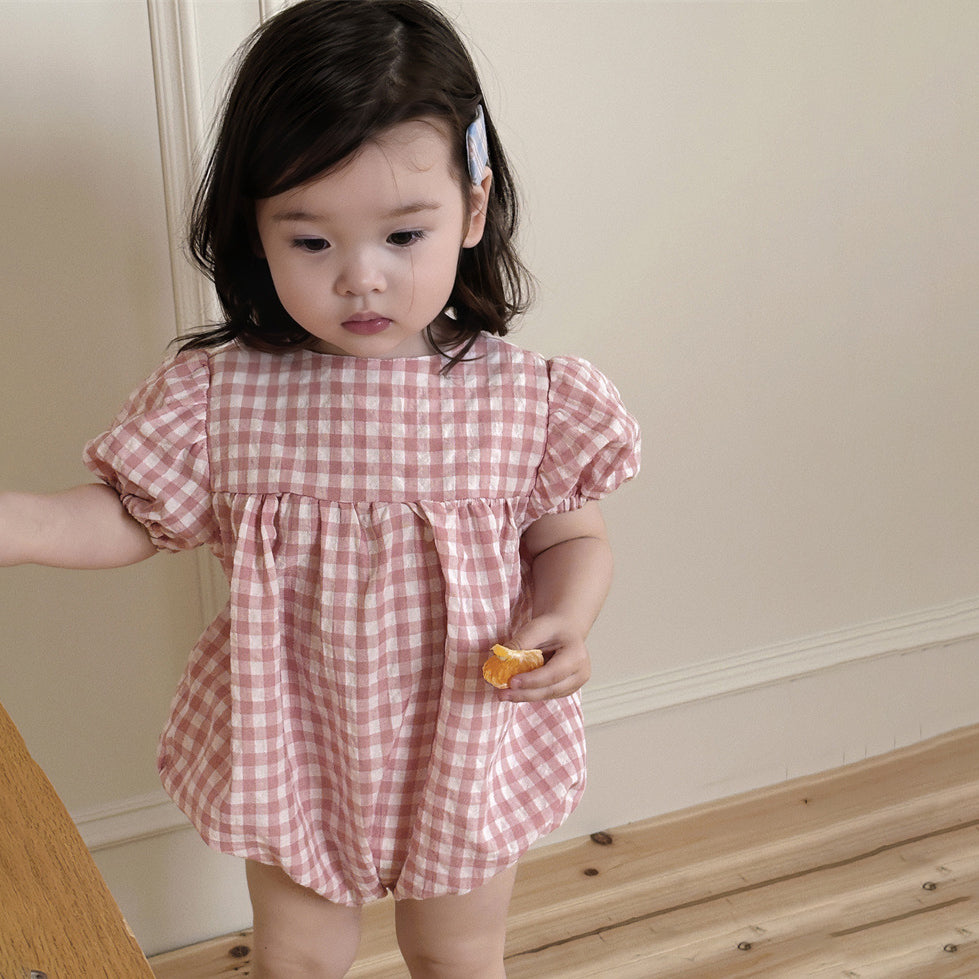 Baby Girls Checked Rompers Wholesale 240522173
