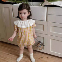 Load image into Gallery viewer, Baby Girls Checked Rompers Wholesale 240522176
