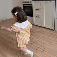 Load image into Gallery viewer, Baby Girls Checked Rompers Wholesale 240522176
