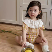 Load image into Gallery viewer, Baby Girls Checked Rompers Wholesale 240522176

