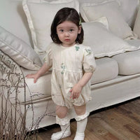 Load image into Gallery viewer, Baby Girls Flower Embroidered Rompers Wholesale 240522177
