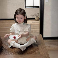 Load image into Gallery viewer, Baby Girls Flower Embroidered Rompers Wholesale 240522177
