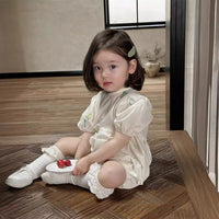 Load image into Gallery viewer, Baby Girls Flower Embroidered Rompers Wholesale 240522177
