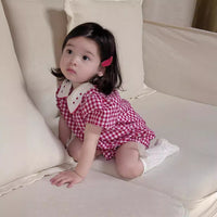 Load image into Gallery viewer, Baby Girls Checked Rompers Wholesale 240522179
