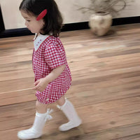 Load image into Gallery viewer, Baby Girls Checked Rompers Wholesale 240522179
