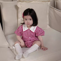 Load image into Gallery viewer, Baby Girls Checked Rompers Wholesale 240522179
