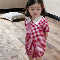 Load image into Gallery viewer, Baby Girls Checked Rompers Wholesale 240522179
