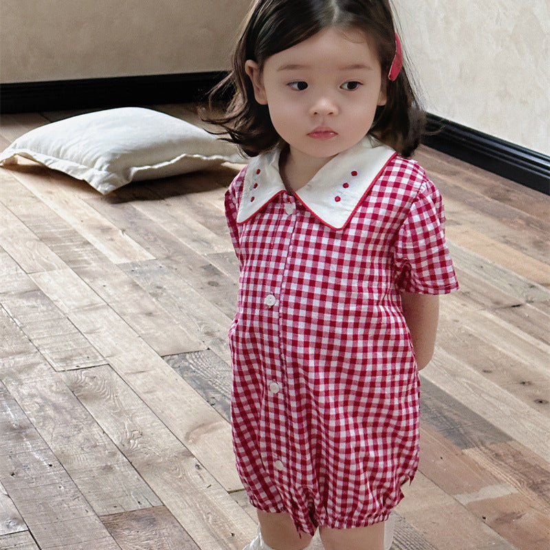 Baby Girls Checked Rompers Wholesale 240522179