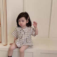 Load image into Gallery viewer, Baby Girls Checked Rompers Wholesale 240522218
