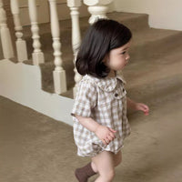 Load image into Gallery viewer, Baby Girls Checked Rompers Wholesale 240522218
