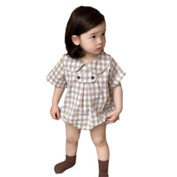 Load image into Gallery viewer, Baby Girls Checked Rompers Wholesale 240522218
