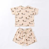 Load image into Gallery viewer, 2 Pieces Set Baby Kid Boys Cartoon Print Tops And Shorts Wholesale 24052223
