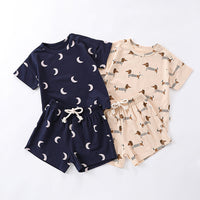 Load image into Gallery viewer, 2 Pieces Set Baby Kid Boys Cartoon Print Tops And Shorts Wholesale 24052223
