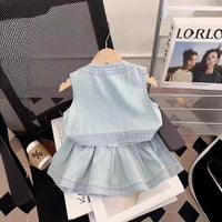 Load image into Gallery viewer, 2 Pieces Set Baby Kid Girls Solid Color Tank Tops And Skirts Wholesale 240522242
