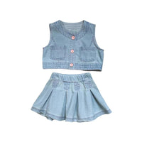 Load image into Gallery viewer, 2 Pieces Set Baby Kid Girls Solid Color Tank Tops And Skirts Wholesale 240522242
