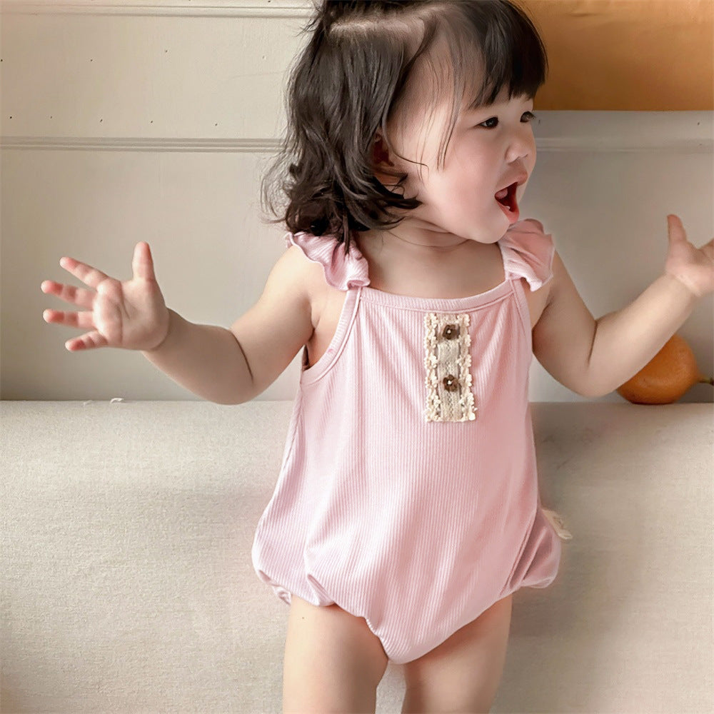 Baby Girls Solid Color Rompers Wholesale 240522244