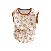 Load image into Gallery viewer, 2 Pieces Set Baby Kid Girls Cartoon Print Tops And Shorts Wholesale 240522248
