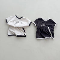 Load image into Gallery viewer, 2 Pieces Set Baby Kid Boys Sports Letters Tops And Solid Color Shorts Wholesale 24052226
