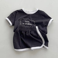 Load image into Gallery viewer, 2 Pieces Set Baby Kid Boys Sports Letters Tops And Solid Color Shorts Wholesale 24052226

