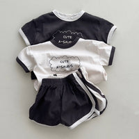 Load image into Gallery viewer, 2 Pieces Set Baby Kid Boys Sports Letters Tops And Solid Color Shorts Wholesale 24052226
