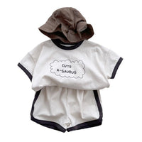 Load image into Gallery viewer, 2 Pieces Set Baby Kid Boys Sports Letters Tops And Solid Color Shorts Wholesale 24052226
