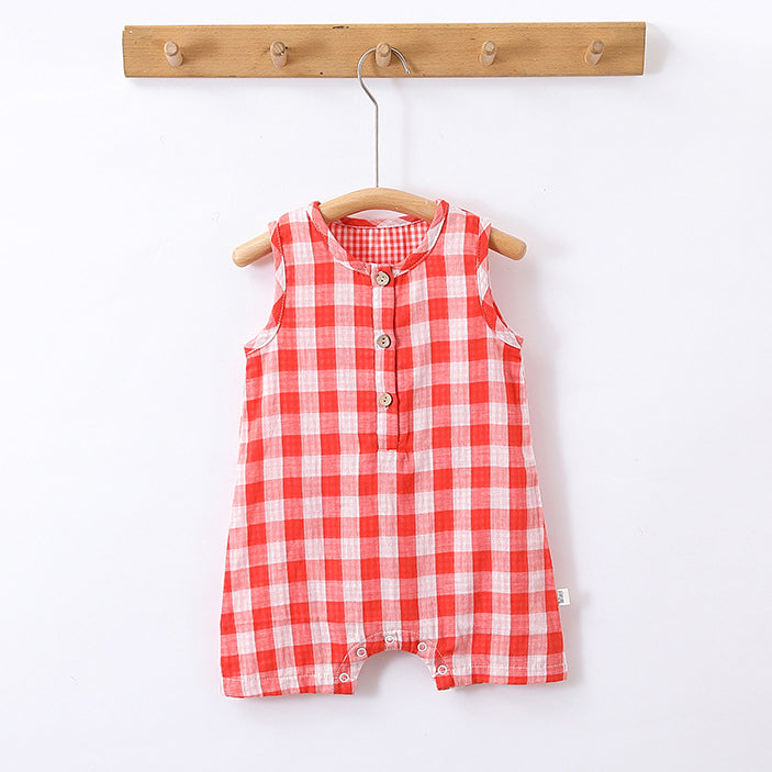 Baby Girls Boys Checked Rompers Wholesale 240522270