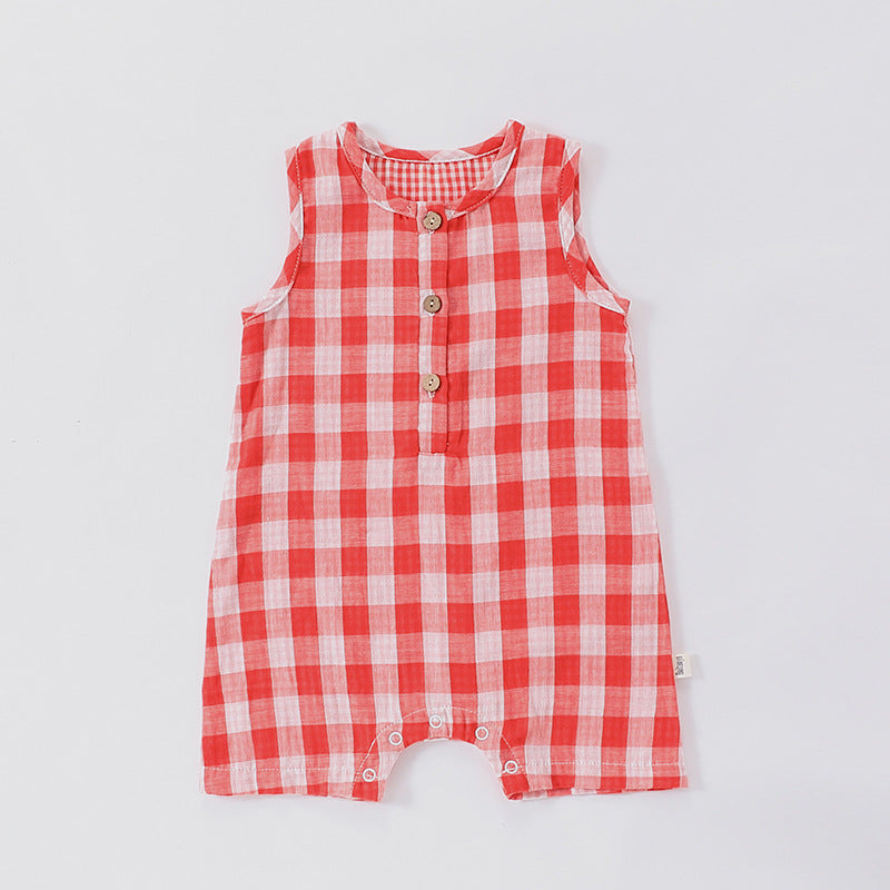 Baby Girls Boys Checked Rompers Wholesale 240522270