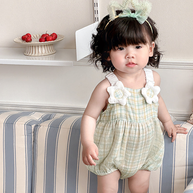 Baby Girls Checked Rompers Wholesale 240522275