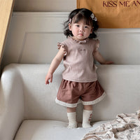 Load image into Gallery viewer, 2 Pieces Set Baby Kid Girls Solid Color Tank Tops And Shorts Wholesale 240522282
