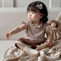 Load image into Gallery viewer, 2 Pieces Set Baby Kid Girls Solid Color Tank Tops And Shorts Wholesale 240522282
