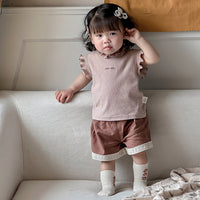 Load image into Gallery viewer, 2 Pieces Set Baby Kid Girls Solid Color Tank Tops And Shorts Wholesale 240522282
