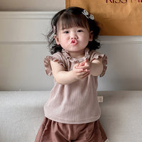 Load image into Gallery viewer, 2 Pieces Set Baby Kid Girls Solid Color Tank Tops And Shorts Wholesale 240522282
