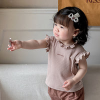 Load image into Gallery viewer, 2 Pieces Set Baby Kid Girls Solid Color Tank Tops And Shorts Wholesale 240522282
