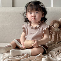 Load image into Gallery viewer, 2 Pieces Set Baby Kid Girls Solid Color Tank Tops And Shorts Wholesale 240522282
