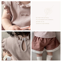 Load image into Gallery viewer, 2 Pieces Set Baby Kid Girls Solid Color Tank Tops And Shorts Wholesale 240522282
